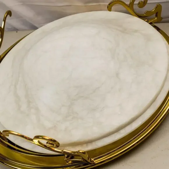 Alabaster Brass Hanging Bowl Chandelier Lightolier